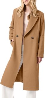 Women Notch Lapel Collar Pea Coat Long Sleeve Casual Fall Winter Long Overcoat with Belt - Image 2