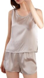 Ladies Pajamas 100% Mulberry Silk Vest Shorts Set Sleeveless Homewear Summer Pajamas