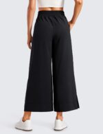 Lightweight Wide Leg Cropped Pants for Women 25" High Waisted Loose Casual Lounge Travel Work Sweatpants Summer - Image 2