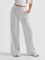 Women Wide Leg Sweatpants High Waisted Baggy Pants Drawstring Athletic Joggers - Image 2