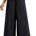 Lightweight Wide Leg Cropped Pants for Women 25" High Waisted Loose Casual Lounge Travel Work Sweatpants Summer