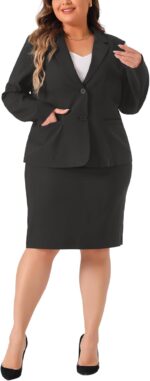 Plus Size Blazer and Skirt Suit Sets for Women 2 Piece Outfits Business Casual Suit Sets - Image 2