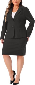 Plus Size Blazer and Skirt Suit Sets for Women 2 Piece Outfits Business Casual Suit Sets