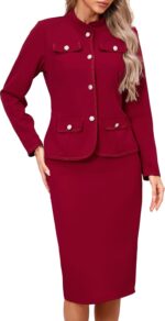 Women 2 Piece Business Suit Elegant Blazer Jacket and Skirt Sets Work Formal Office Clothes Suits - Image 2