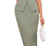 Women 2 Piece Skirt Sets V Neck Sleeveless Tops and Slit Ribbed Knit Maxi Skirt  Summer Outfits