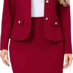 Women 2 Piece Business Suit Elegant Blazer Jacket and Skirt Sets Work Formal Office Clothes Suits