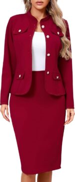 Women 2 Piece Business Suit Elegant Blazer Jacket and Skirt Sets Work Formal Office Clothes Suits