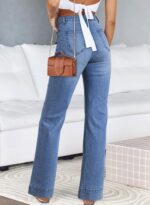 Women Wide Leg Jeans High Waisted Stretchy Straight Leg Jeans Loose Trendy Denim Pants with Pocket - Image 2