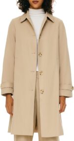 Women Single Breasted Trench Coat Mid Long Classic Lapel Windproof Slim Outerwear Coats