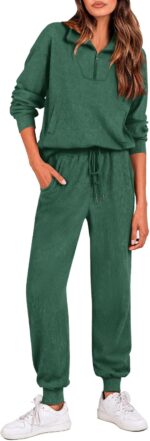 Women 2 Piece Tracksuit Fall Outfits  Long Sleeve Half Zip Sweatshirt Sweatpants Lounge Set Sweatsuits