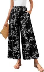 Women Palazzo Pants Dressy Casual Wide Leg Slacks Elastic Waist with Pockets