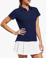 Women V Neck Golf Polo Shirts UPF 50+ Short Sleeve Tennis Shirt Collared Workout Tops Quick Dry - Image 2