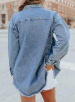 Women Denim Jacket Casual Long Sleeve Denim Shirts Distresse Jean Jacket 2026 Spring Outfits - Image 2
