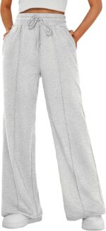 Women Wide Leg Sweatpants High Waisted Baggy Pants Drawstring Athletic Joggers