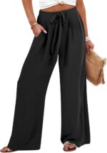 Women Wide Leg Palazzo Pants Summer High Waist Flowy Casual Trousers Loose Lounge Beach Travel Vacation Clothes