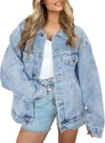 Women Jean Jacket Denim Long Sleeve d Button Down Shirts Trendy Coat Fall Fashion Winter Clothes Outfit