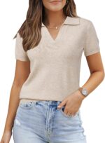 Women Wool Blend Knit Spring Business Casual Relaxed fit Short Sleeve Sweater Pullover 2026