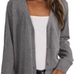 Women Cardigan Wool Blend Long Sleeve Button Down Sweaters for Women Casual Hollow Out Knit Tops
