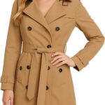 Women Trench Coat - Lightweight Belted Softshell Jacket - Polar Fleece Lined Hooded Long Coat for Women
