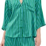 Women Washable Silk Relaxed Button Up Short Set