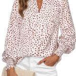 Women Boho Floral Long Sleeve Tops Fall Fashion  V Neck Loose Chiffon Work Blouses Dressy Casual Ruffle Shirts
