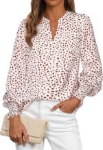 Women Boho Floral Long Sleeve Tops Fall Fashion  V Neck Loose Chiffon Work Blouses Dressy Casual Ruffle Shirts