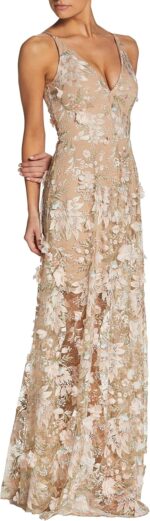 Women  Sleeveless Plunge Neckline Fit and Flare Maxi Dress - Image 2