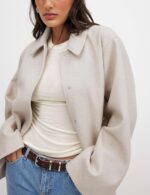 Coat for Women Wool Blend Short Peacoat Overcoat Button Tie Belt Winter Pea Coat with Pockets - Image 2