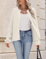 2026 Cardigan Sweaters for Women Long Sleeve Chunky Knit Cardigan Crew Neck Button Down Fall Fashion Clothes - Image 2