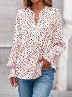 Women Boho Floral Long Sleeve Tops Fall Fashion  V Neck Loose Chiffon Work Blouses Dressy Casual Ruffle Shirts - Image 2